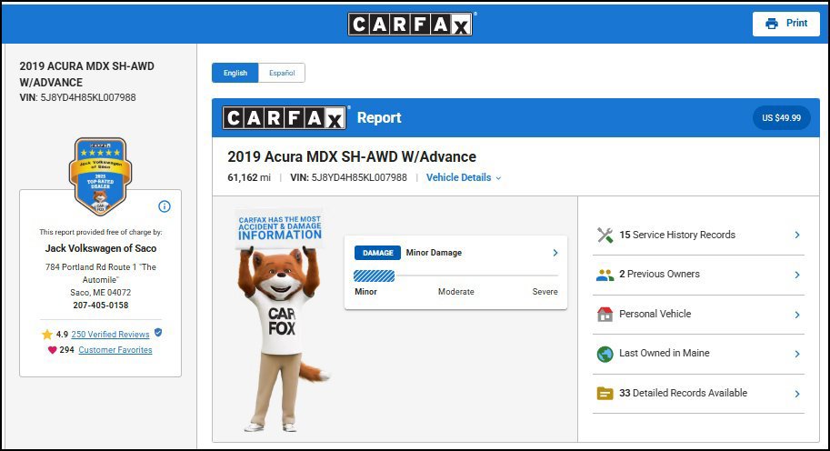 Used 2019 Acura MDX w/ Advance Package AWD/4WD image 10