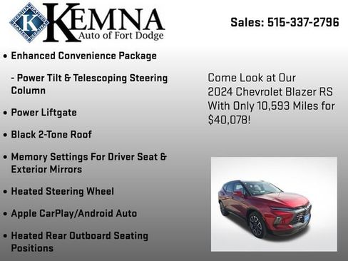 Used 2024 Chevrolet Blazer RS w/ Enhanced Convenience Package image 13