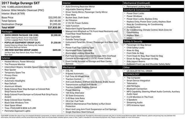 Used 2017 Dodge Durango SXT w/ Quick Order Package 23B AWD/4WD image 4