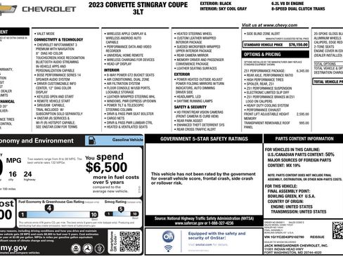 Used 2023 Chevrolet Corvette Stingray Coupe w/ Z51 3LT w/ Z51 Performance Package RWD image 64