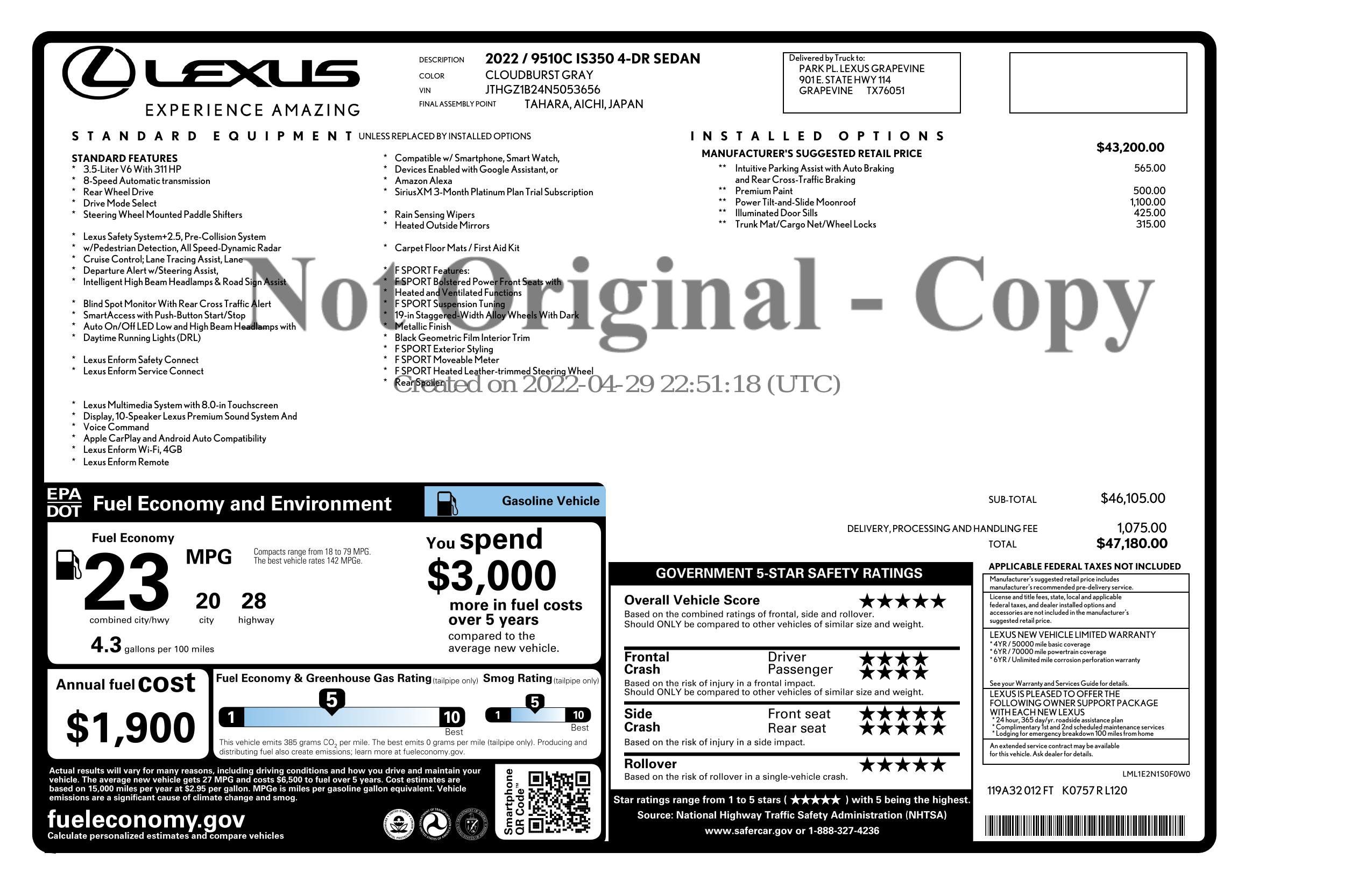Used 2022 Lexus IS 350 F Sport w/ Accessory Package RWD image 3
