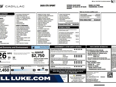 Used 2025 Cadillac CT5 Sport w/ Sun And Sound Package RWD image 1