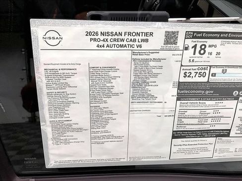 New 2026 Nissan Frontier PRO-4X w/ Pro-4x Convenience Package AWD/4WD image 41