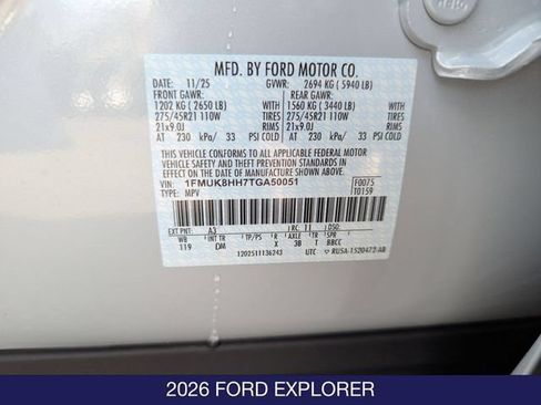 Certified 2026 Ford Explorer Platinum w/ LUX Leather Package AWD/4WD image 30