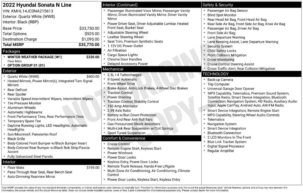 Certified 2022 Hyundai Sonata N Line w/ Winter Weather Package FWD image 28
