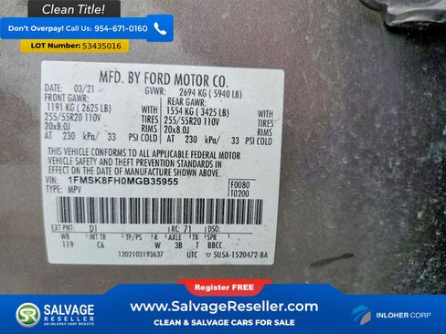 Used 2021 Ford Explorer Limited w/ Equipment Group 301A AWD/4WD image 17