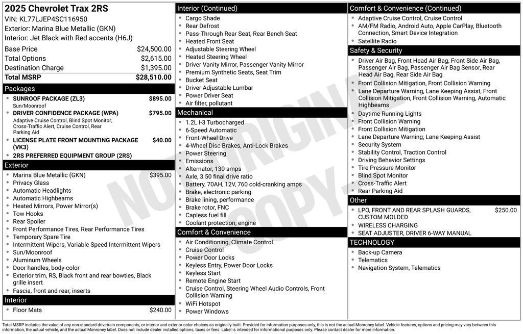 Used 2025 Chevrolet Trax RS w/ Sunroof Package FWD image 9