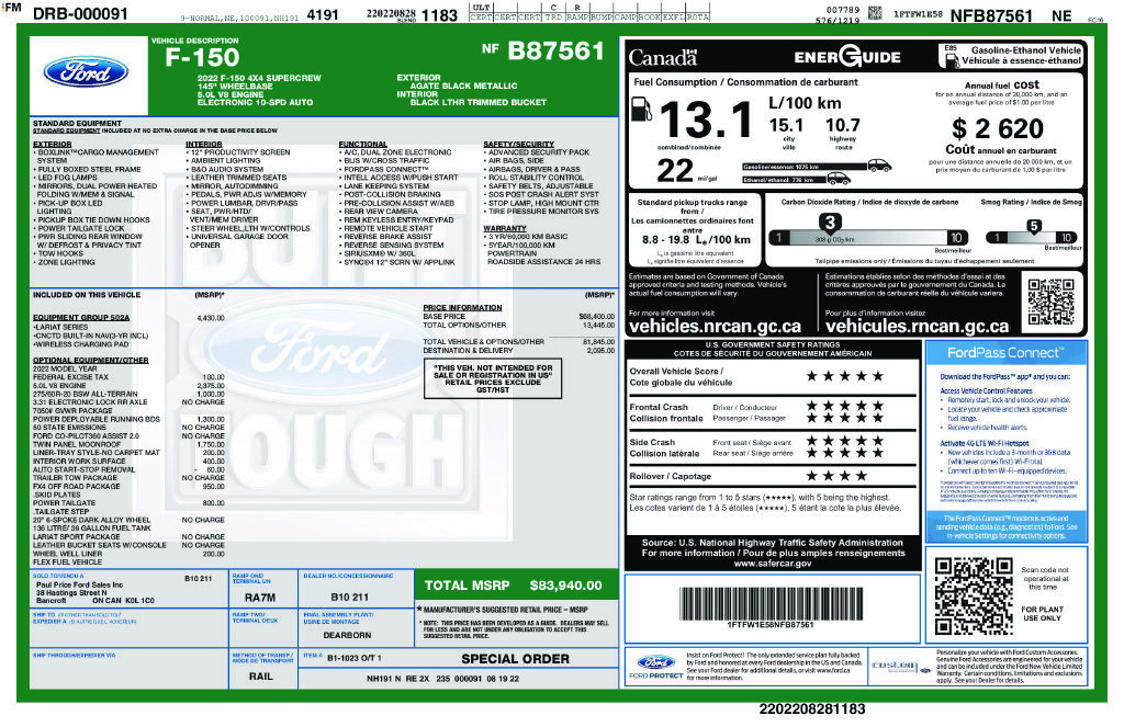 Used 2022 Ford F150 Lariat w/ Equipment Group 502A High AWD/4WD image 41