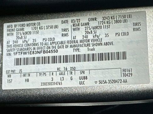 Certified 2022 Ford F150 Lariat w/ Equipment Group 502A High AWD/4WD image 24