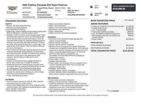 Used 2023 Cadillac Escalade ESV Sport Platinum w/ LPO, ONYX Package AWD/4WD image 4