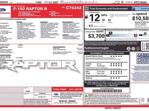 Used 2023 Ford F150 Raptor w/ Equipment Group 802A Raptor R AWD/4WD image 1
