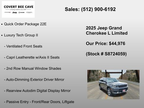 New 2025 Jeep Grand Cherokee L Limited w/ Luxury Tech Group II RWD image 6