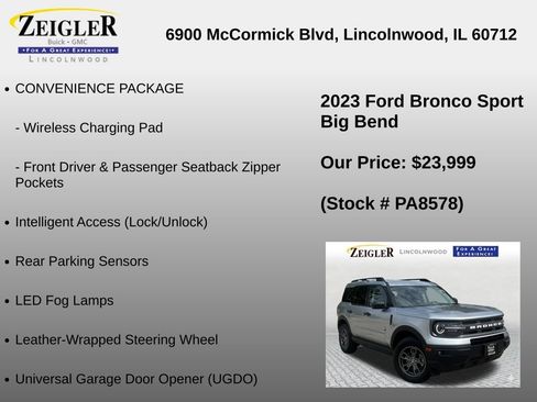 Used 2023 Ford Bronco Sport Big Bend w/ Convenience Package AWD/4WD image 12