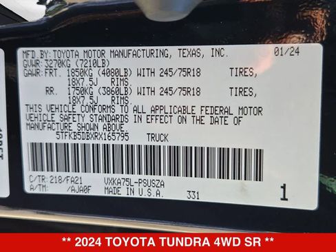 Used 2024 Toyota Tundra SR w/ SR Tow Package AWD/4WD image 30