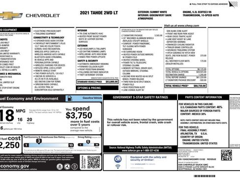 Used 2021 Chevrolet Tahoe LT w/ LT Signature Package image 2