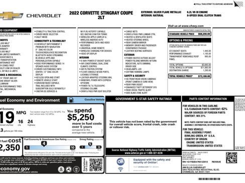 Used 2022 Chevrolet Corvette Stingray Preferred Cpe w/ 2LT RWD image 2