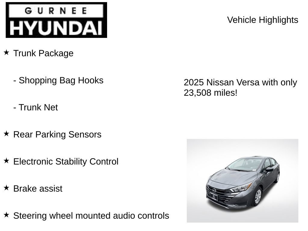 Used 2025 Nissan Versa S w/ Trunk Package FWD image 7