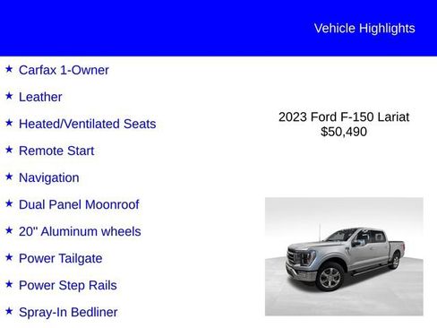 Certified 2023 Ford F150 Lariat w/ Equipment Group 502A High AWD/4WD image 3