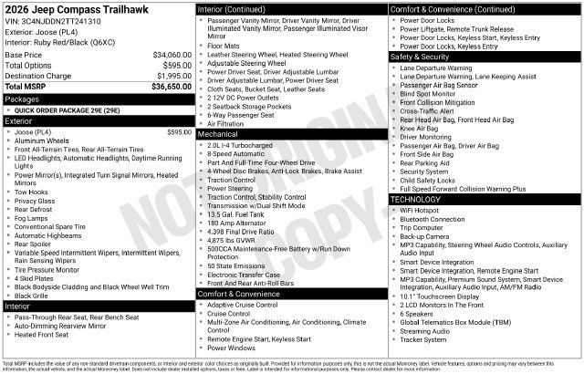 New 2026 Jeep Compass Trailhawk AWD/4WD image 2