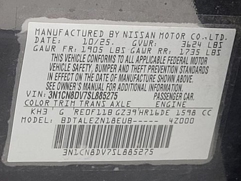 Used 2025 Nissan Versa S w/ Trunk Package FWD image 33