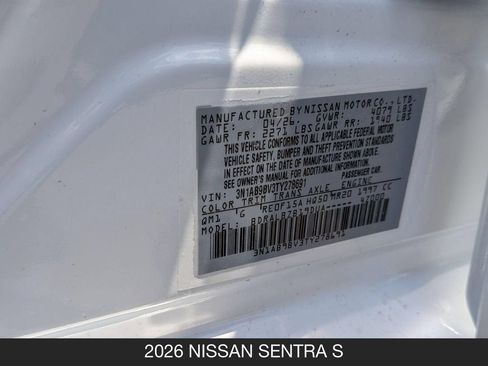 New 2026 Nissan Sentra S w/ Floor Mat Package FWD image 24