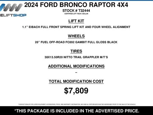 Used 2024 Ford Bronco Raptor w/ Interior Carbon Fiber Pack 6 AWD/4WD image 2