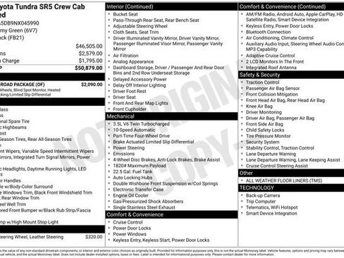 Used 2022 Toyota Tundra SR5 w/ TRD Off-Road Package AWD/4WD image 47