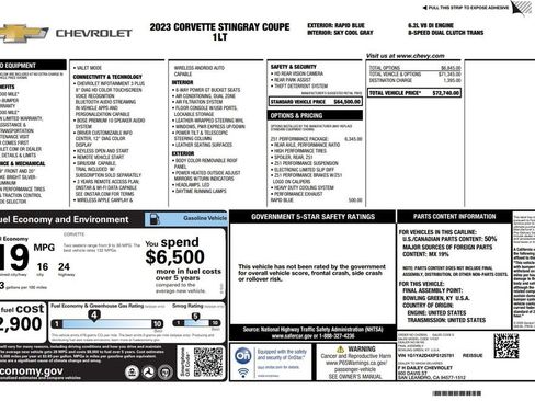 Used 2023 Chevrolet Corvette Stingray Coupe w/ Z51 Performance Package image 2