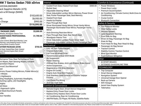 Used 2020 BMW 750i xDrive w/ M Sport Package image 54