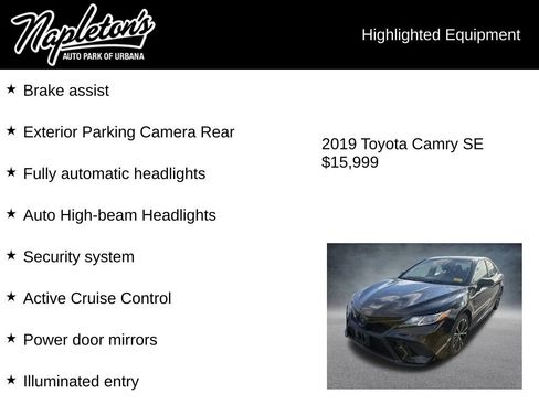 Used 2019 Toyota Camry SE w/ Audio Package image 6
