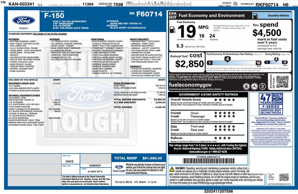 Used 2024 Ford F150 XLT w/ Equipment Group 302A MID AWD/4WD image 30