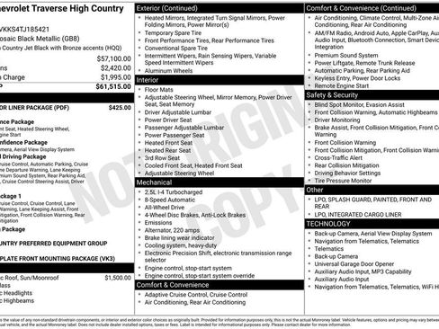 Used 2026 Chevrolet Traverse High Country w/ LPO, Floor Liner Package AWD/4WD image 6