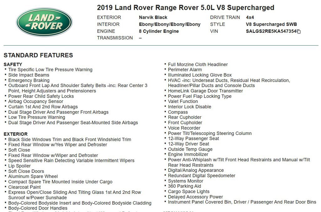 Used 2019 Land Rover Range Rover Supercharged AWD/4WD image 18