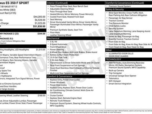 Used 2019 Lexus ES 350 F Sport w/ Accessory Package 2 image 10