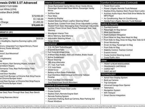 New 2026 Genesis GV80 3.5T Advanced AWD/4WD image 8