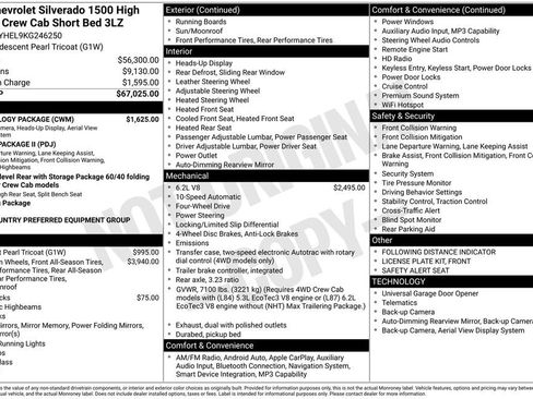 Used 2019 Chevrolet Silverado 1500 High Country w/ Technology Package image 37