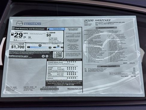 New 2026 MAZDA MAZDA3 Carbon image 19