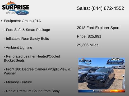 Used 2018 Ford Explorer Sport w/ Equipment Group 401A AWD/4WD image 6