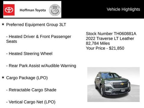 Used 2022 Chevrolet Traverse LT w/ LPO, Cargo Package AWD/4WD image 5