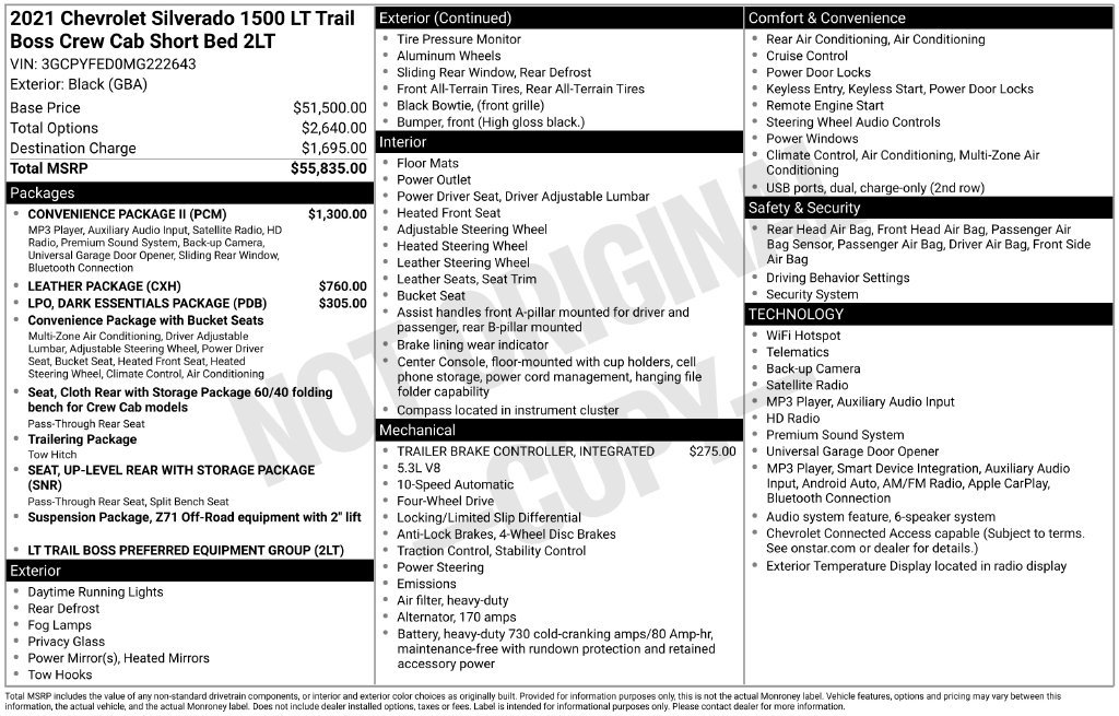 Used 2021 Chevrolet Silverado 1500 LT Trail Boss w/ Convenience Package II AWD/4WD image 5