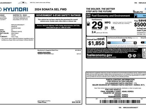 Used 2024 Hyundai Sonata SEL FWD image 2