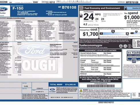 Used 2021 Ford F150 Platinum w/ Equipment Group 701A High AWD/4WD image 12