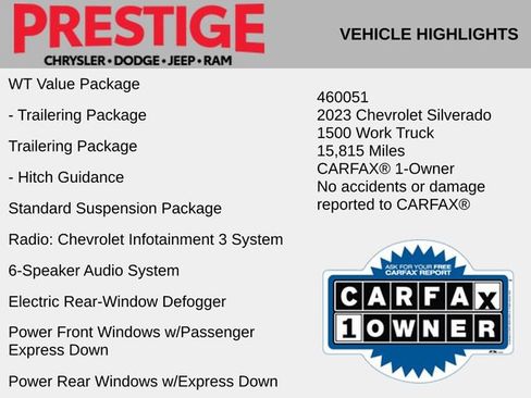 Used 2023 Chevrolet Silverado 1500 W/T w/ WT Value Package image 8