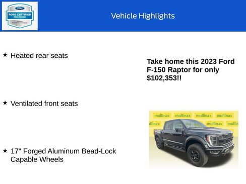 Used 2023 Ford F150 Raptor w/ Equipment Group 802A Raptor R AWD/4WD image 30