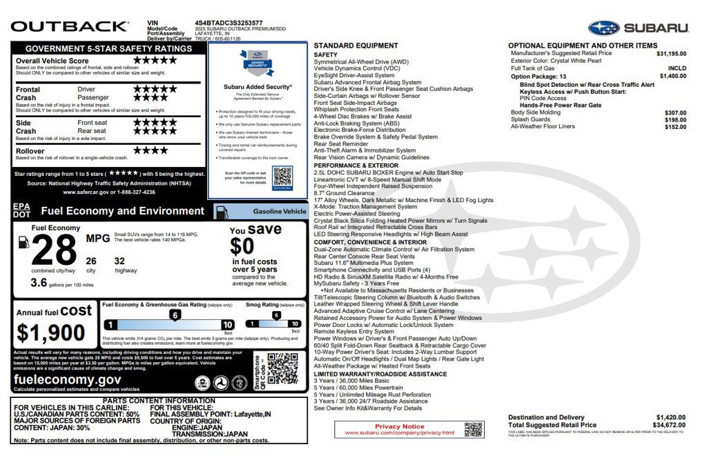 Used 2025 Subaru Outback Premium AWD/4WD image 4