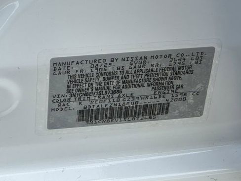 Certified 2025 Nissan Versa SV w/ Trunk Package FWD image 33