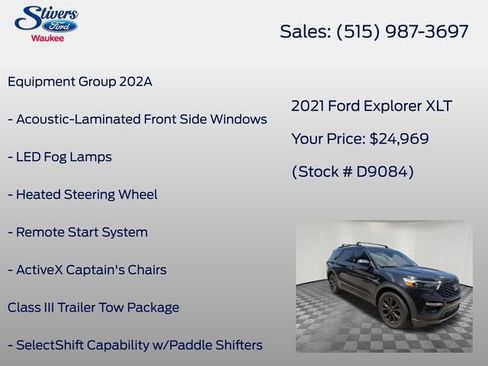 Used 2021 Ford Explorer XLT w/ Equipment Group 202A AWD/4WD image 8