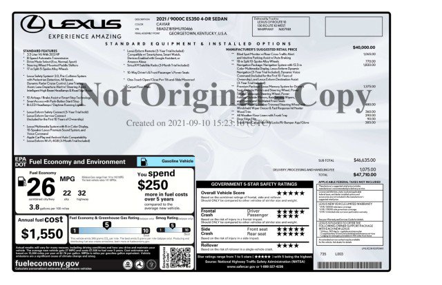 Used 2021 Lexus ES 350 w/ Premium Package FWD image 3