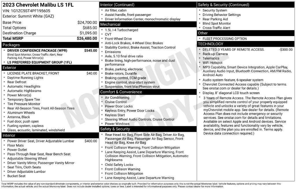 Used 2023 Chevrolet Malibu LS w/ Driver Confidence Package FWD image 15
