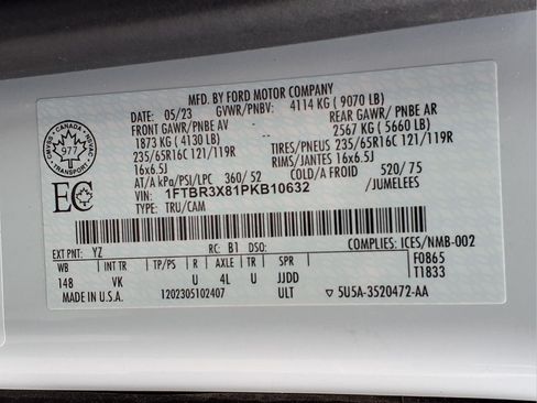 Used 2023 Ford Transit 250 148 High Roof Extended w/ Load Area Protection Package RWD image 25